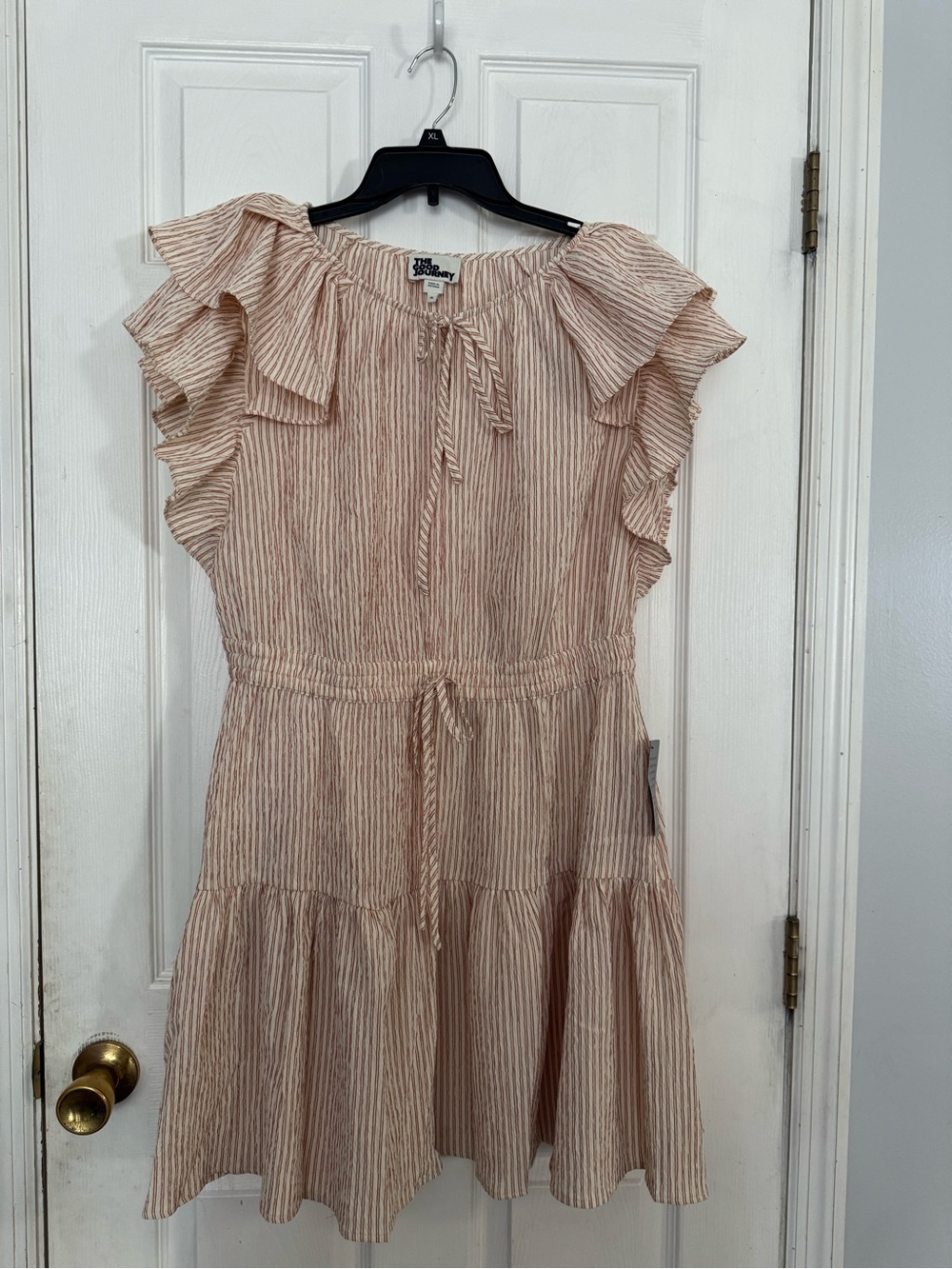 Ruffled Tie-Neck Mini Dress in Blush Pink by Lulu's
